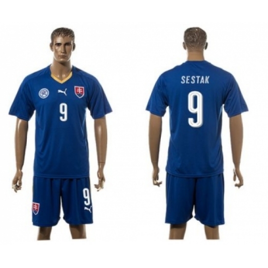 Slovakia 9 Sestak Blue Away Soccer Country Jersey