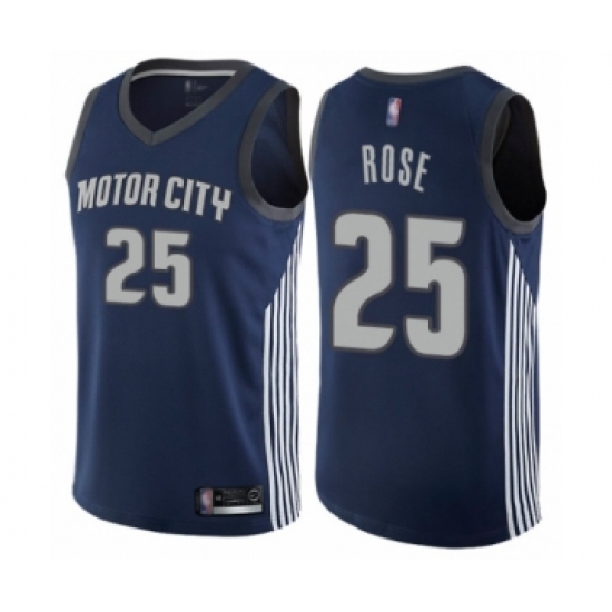 Women's Detroit Pistons 25 Derrick Rose Swingman Navy Blue Basketball Jersey - City Edition