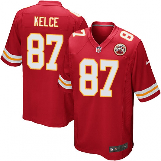 Men's Nike Kansas City Chiefs 87 Travis Kelce Game Red Team Color NFL Jersey