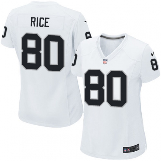 Women's Nike Oakland Raiders 80 Jerry Rice Game White NFL Jersey