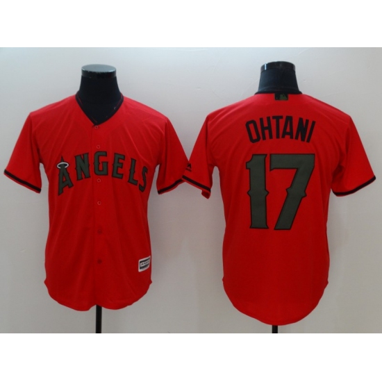 Men's Los Angeles Angels of Anaheim 17 Shohei Ohtani Red Commemorative Edition Jersey