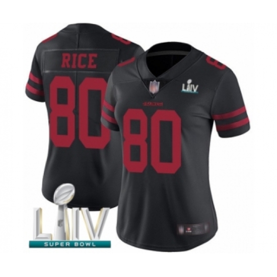 Women's San Francisco 49ers 80 Jerry Rice Black Vapor Untouchable Limited Player Super Bowl LIV Bound Football Jersey