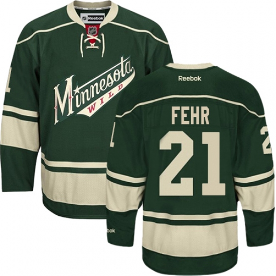 Youth Reebok Minnesota Wild 21 Eric Fehr Authentic Green Third NHL Jersey