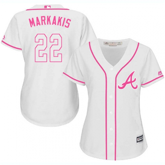 Women's Majestic Atlanta Braves 22 Nick Markakis Authentic White Fashion Cool Base MLB Jersey
