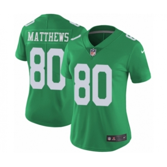 Women's Nike Philadelphia Eagles 80 Jordan Matthews Limited Green Rush Vapor Untouchable NFL Jersey