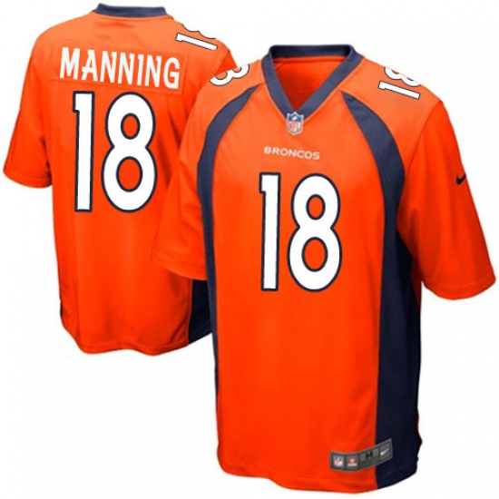 Men's Nike Denver Broncos 18 Peyton Manning Game Orange Team Color NFL Jersey