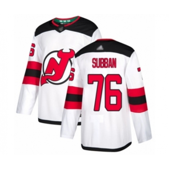 Men's New Jersey Devils 76 P. K. Subban Authentic White Away Hockey Jersey