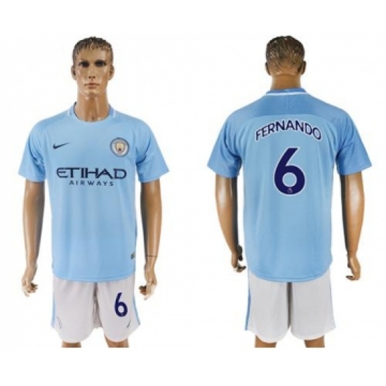 Manchester City 6 Fernando Home Soccer Club Jersey
