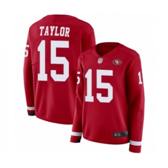 Women's San Francisco 49ers 15 Trent Taylor Limited Red Therma Long Sleeve Football Jersey