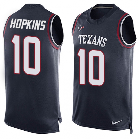 Men's Nike Houston Texans 10 DeAndre Hopkins Limited Navy Blue Player Name & Number Tank Top NFL Jersey