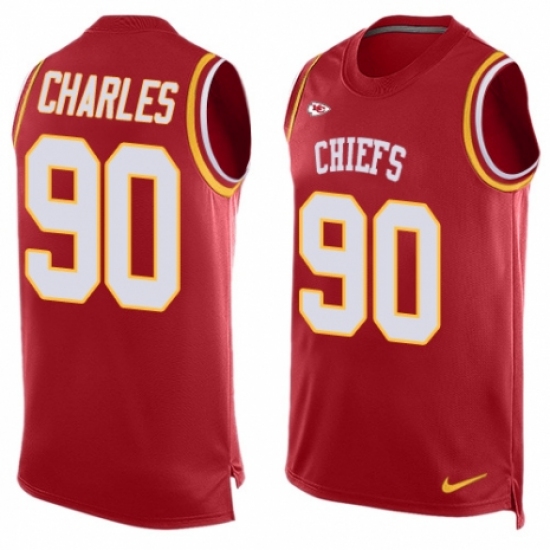 Men's Nike Kansas City Chiefs 90 Stefan Charles Limited Red Player Name & Number Tank Top NFL Jersey