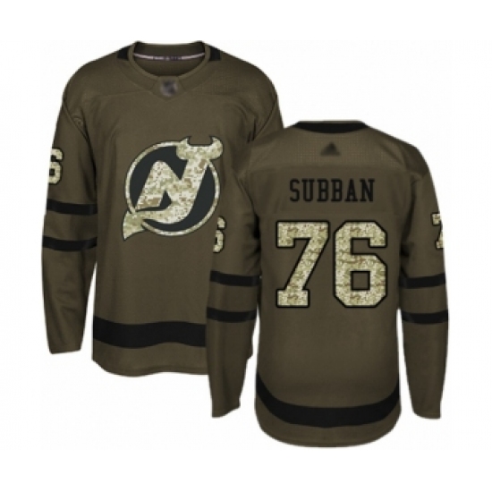 Men's New Jersey Devils 76 P. K. Subban Authentic Green Salute to Service Hockey Jersey