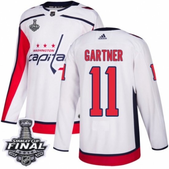 Youth Adidas Washington Capitals 11 Mike Gartner Authentic White Away 2018 Stanley Cup Final NHL Jersey