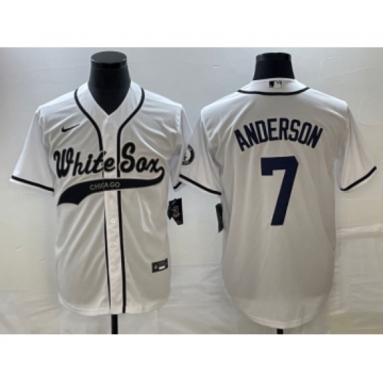 Men's Chicago White Sox 7 Tim Anderson White Cool Base Stitched Baseball Jersey1