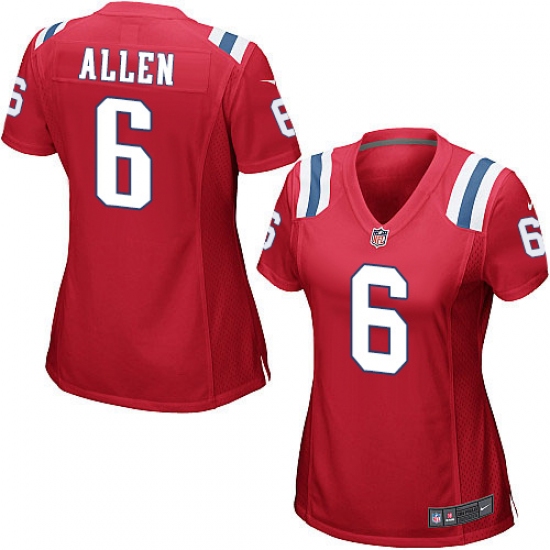 Women's Nike New England Patriots 6 Ryan Allen Game Red Alternate NFL Jersey
