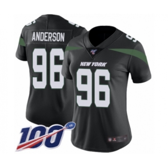 Women's New York Jets 96 Henry Anderson Black Alternate Vapor Untouchable Limited Player 100th Season Football Jersey