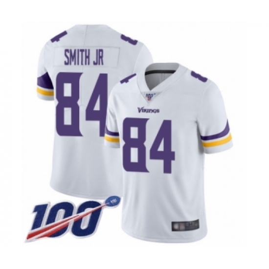 Men's Minnesota Vikings 84 Irv Smith Jr. White Vapor Untouchable Limited Player 100th Season Football Jersey