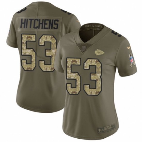 Women's Nike Kansas City Chiefs 53 Anthony Hitchens Limited Olive/Camo 2017 Salute to Service NFL Jersey
