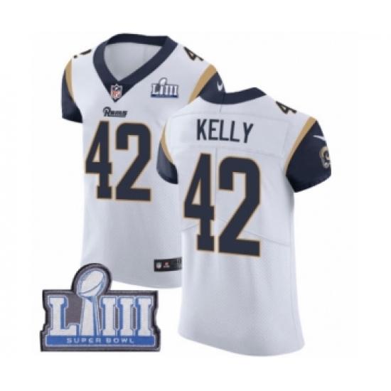 Men's Nike Los Angeles Rams 42 John Kelly White Vapor Untouchable Elite Player Super Bowl LIII Bound NFL Jersey