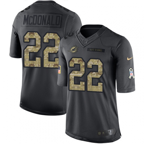Men's Nike Miami Dolphins 22 T.J. McDonald Limited Black 2016 Salute to Service NFL Jersey