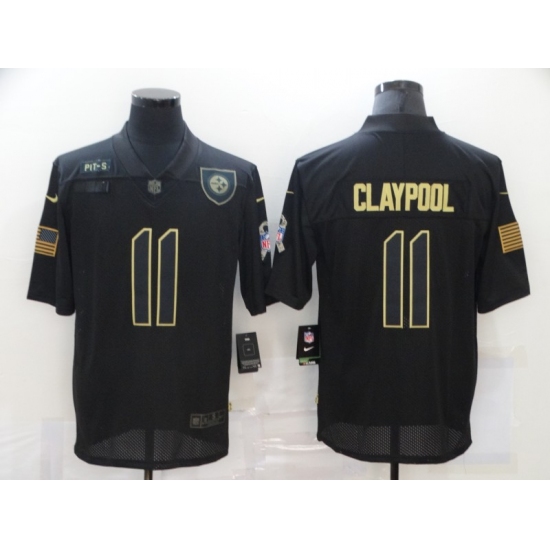 Men's Pittsburgh Steelers 11 Chase Claypool Black Nike 2020 Salute To Service Limited Jersey