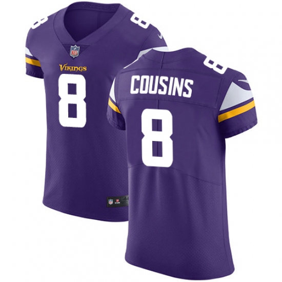 Men's Nike Minnesota Vikings 8 Kirk Cousins Purple Team Color Vapor Untouchable Elite Player NFL Jersey