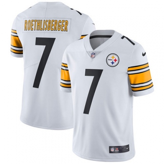 Men's Nike Pittsburgh Steelers 7 Ben Roethlisberger White Vapor Untouchable Limited Player NFL Jersey