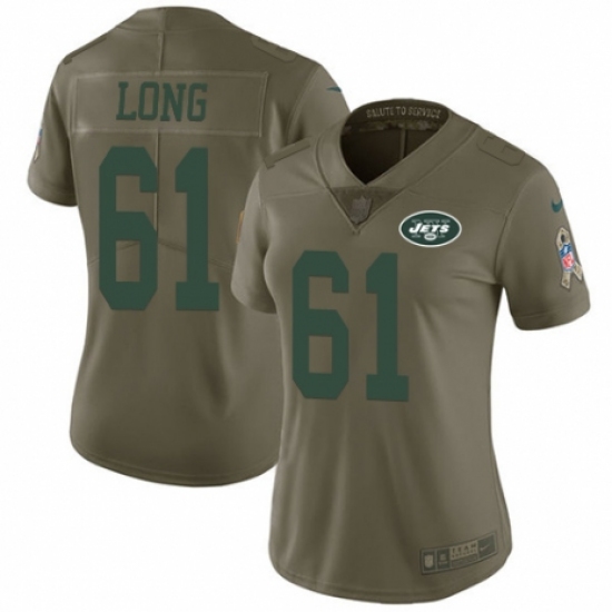 Women's Nike New York Jets 61 Spencer Long Limited Olive 2017 Salute to Service NFL Jersey