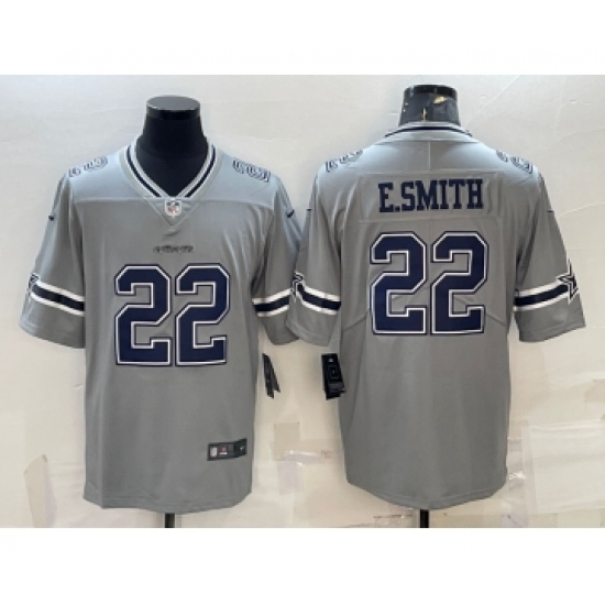 Men's Dallas Cowboys 22 Emmitt Smith Grey 2020 Inverted Legend Stitched NFL Nike Limited Jersey