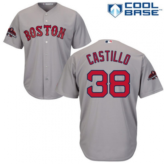 Youth Majestic Boston Red Sox 38 Rusney Castillo Authentic Grey Road Cool Base 2018 World Series Champions MLB Jersey