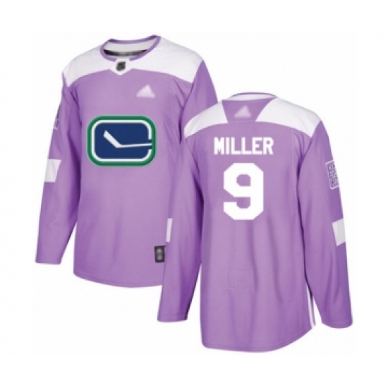 Men's Vancouver Canucks 9 J.T. Miller Authentic Purple Fights Cancer Practice Hockey Jersey