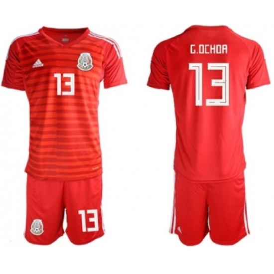 Mexico 13 G.Ochoa Red Goalkeeper Soccer Country Jersey