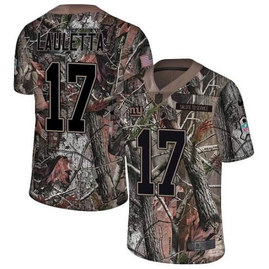 Youth Nike New York Giants 17 Kyle Lauletta Limited Camo Rush Realtree NFL Jersey
