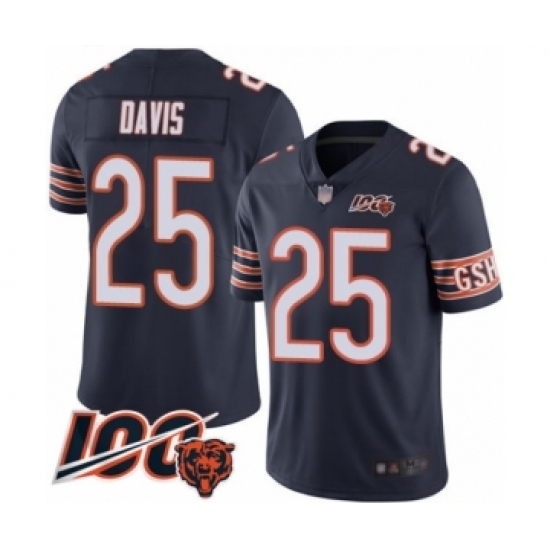 Youth Chicago Bears 25 Mike Davis Navy Blue Team Color 100th Season Limited Football Jersey