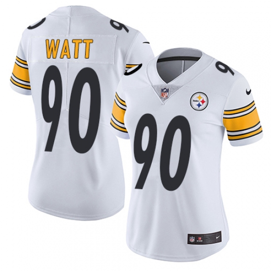 Women's Nike Pittsburgh Steelers 90 T. J. Watt White Vapor Untouchable Limited Player NFL Jersey