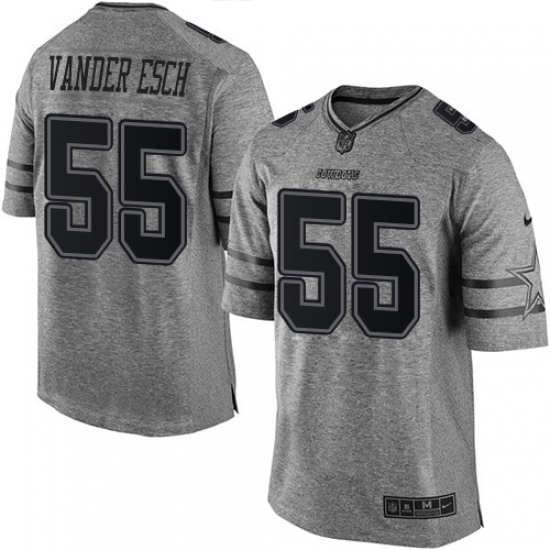 Men's Nike Dallas Cowboys 55 Leighton Vander Esch Limited Gray Gridiron NFL Jersey