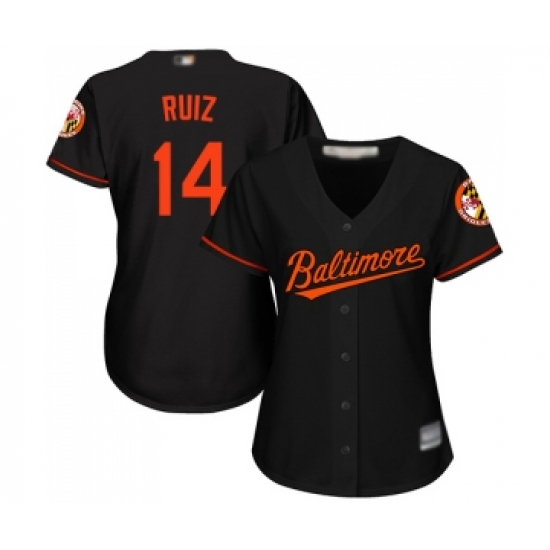 Women's Baltimore Orioles 14 Rio Ruiz Replica Black Alternate Cool Base Baseball Jersey