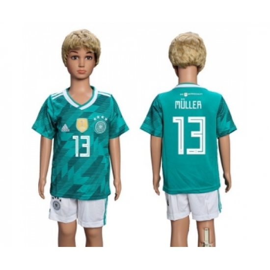 Germany 13 Muller Away Kid Soccer Country Jersey