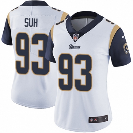 Women's Nike Los Angeles Rams 93 Ndamukong Suh White Vapor Untouchable Limited Player NFL Jersey