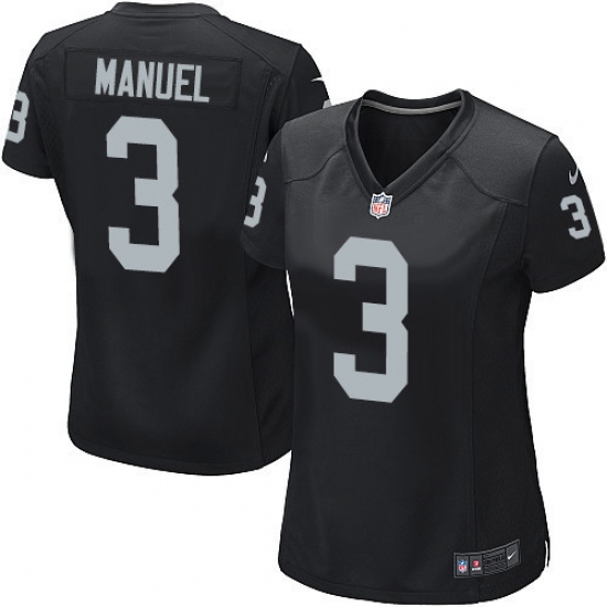 Women's Nike Oakland Raiders 3 E. J. Manuel Game Black Team Color NFL Jersey