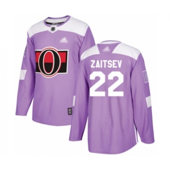 Youth Ottawa Senators 22 Nikita Zaitsev Authentic Purple Fights Cancer Practice Hockey Jersey