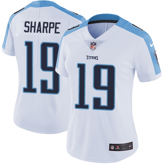 Women's Nike Tennessee Titans 19 Tajae Sharpe White Vapor Untouchable Limited Player NFL Jersey