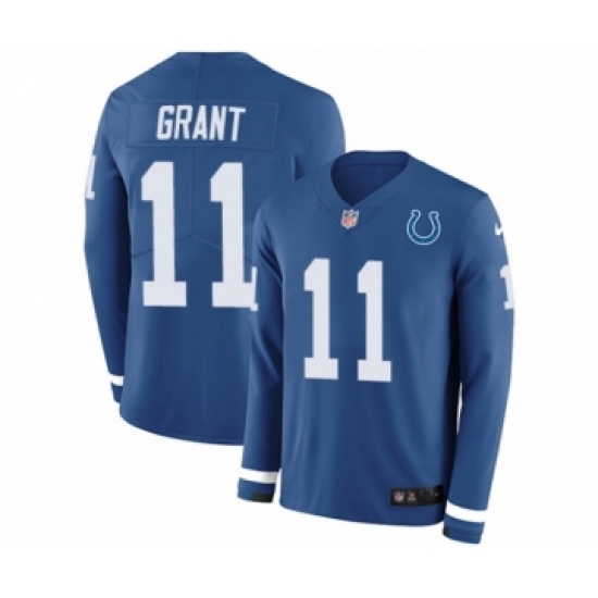 Men's Nike Indianapolis Colts 11 Ryan Grant Limited Blue Therma Long Sleeve NFL Jersey