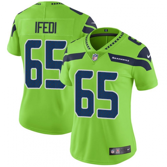 Women's Nike Seattle Seahawks 65 Germain Ifedi Elite Green Rush Vapor Untouchable NFL Jersey