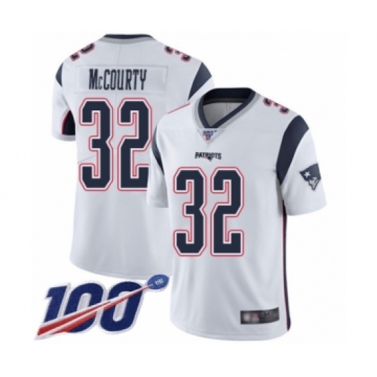 Men's New England Patriots 32 Devin McCourty White Vapor Untouchable Limited Player 100th Season Football Jersey