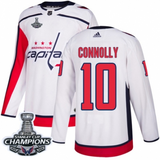 Youth Adidas Washington Capitals 10 Brett Connolly Authentic White Away 2018 Stanley Cup Final Champions NHL Jersey