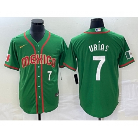 Men's Mexico Baseball 7 Julio Urias Number 2023 Green World Classic Stitched Jersey1