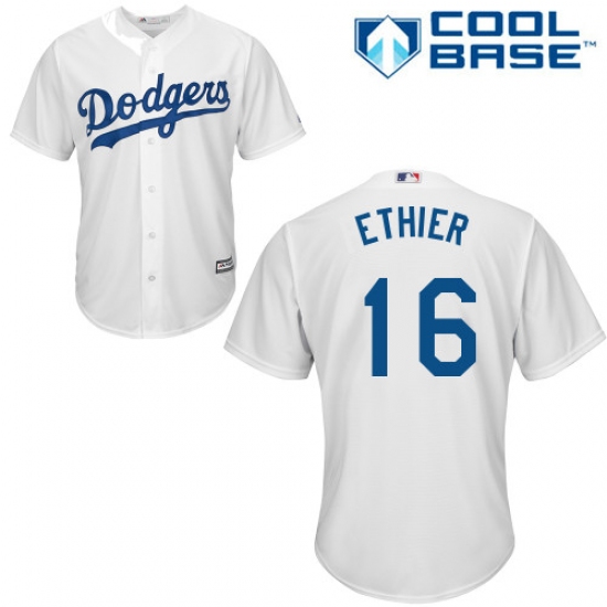 Men's Majestic Los Angeles Dodgers 16 Andre Ethier Replica White Home Cool Base MLB Jersey