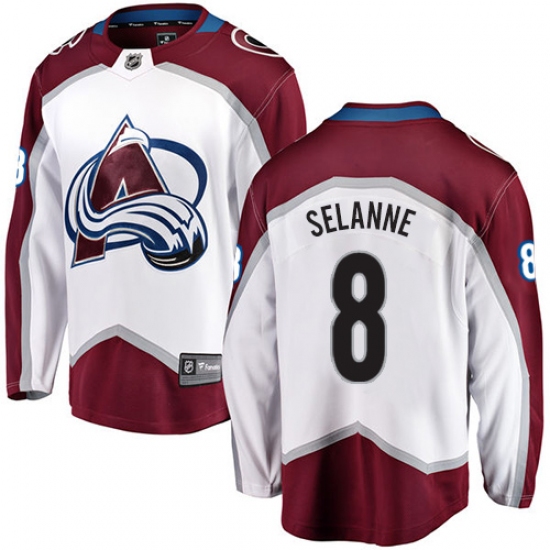 Men's Colorado Avalanche 8 Teemu Selanne Fanatics Branded White Away Breakaway NHL Jersey