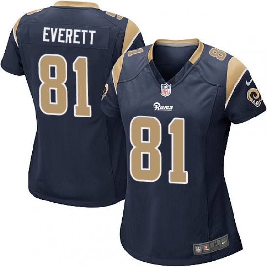 Women's Nike Los Angeles Rams 81 Gerald Everett Game Navy Blue Team Color NFL Jersey
